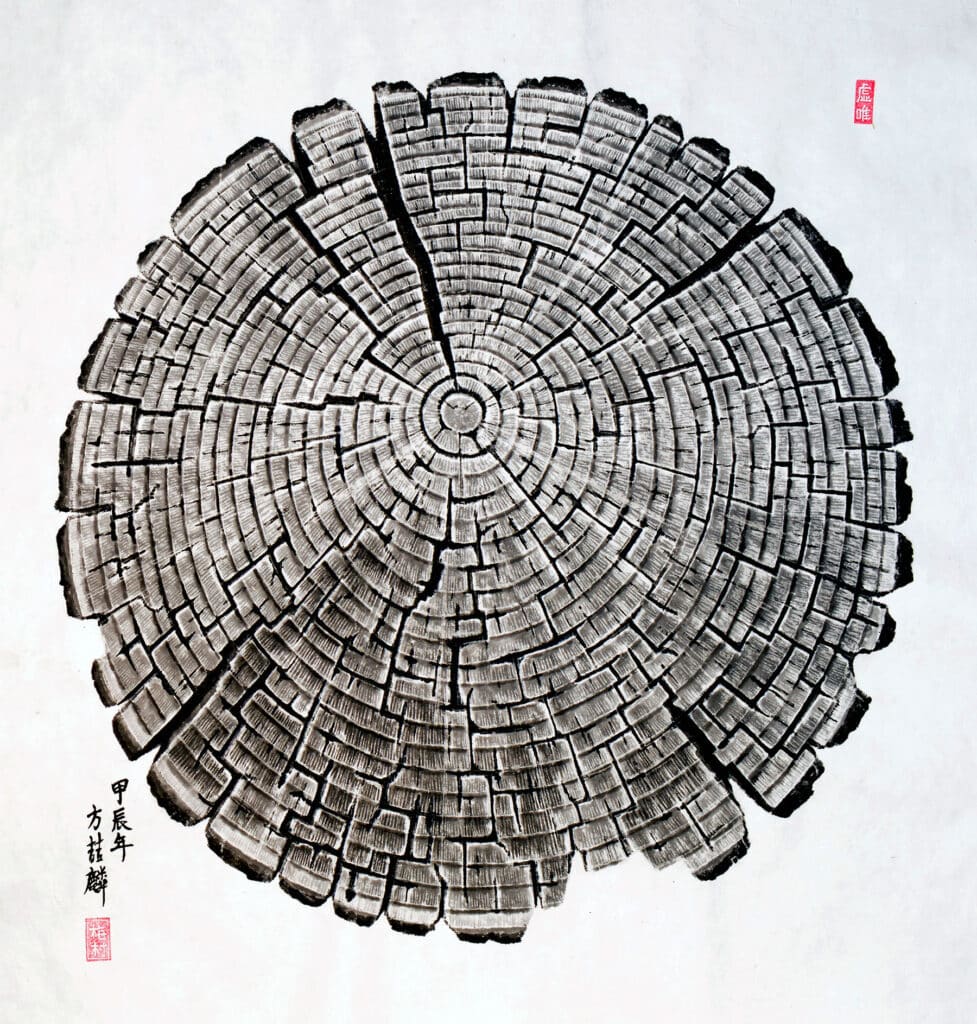 연륜(年輪)-1/한지에 먹/720x740/2024